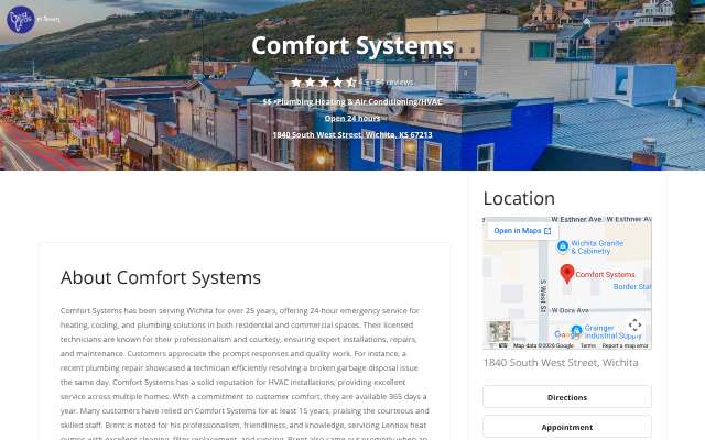 Comfort Systems's page as the assistant saw it