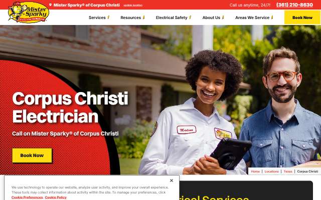 Mister Sparky Corpus Christi's page as the assistant saw it