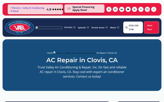 Valley Air Conditioning & Repair, Inc.'s page as the assistant saw it