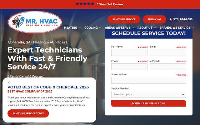 MR. HVAC's page as the assistant saw it