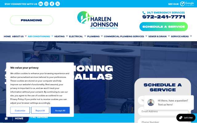 Harlen Johnson HVAC, Plumbing & Electrical's page as the assistant saw it