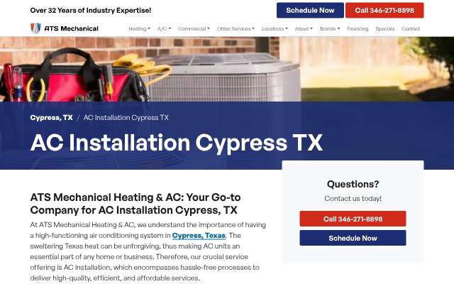 ATS Mechanical's page as the assistant saw it