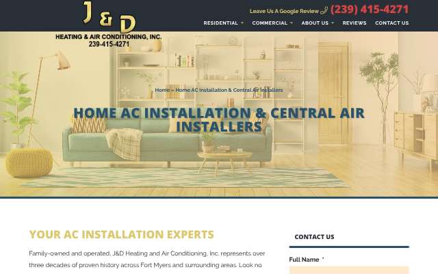 J & D Heating and Air Conditioning, LLC's page as the assistant saw it