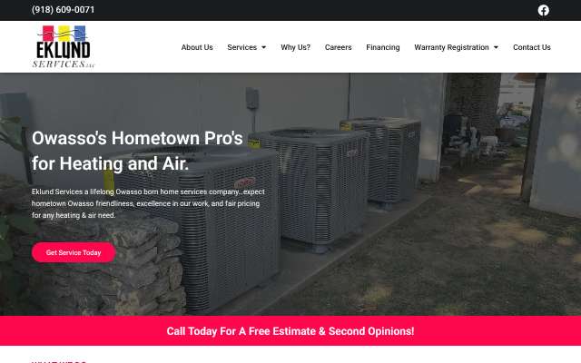 Eklund Heat & Air, LLC's page as the assistant saw it