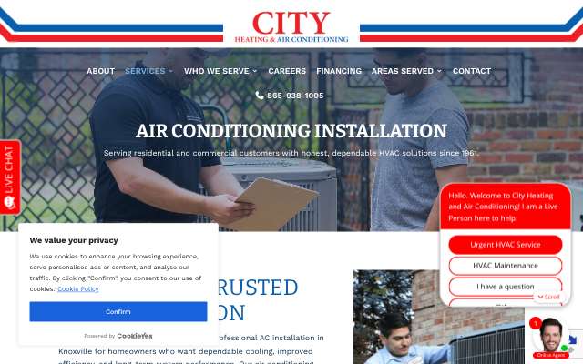 City Heating & Air Conditioning's page as the assistant saw it