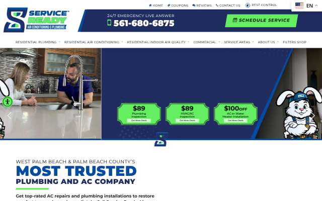 Service Ready Air Conditioning & Plumbing's page as the assistant saw it