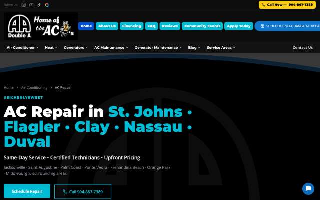 Double A (Home of the AC Bee's)'s page as the assistant saw it