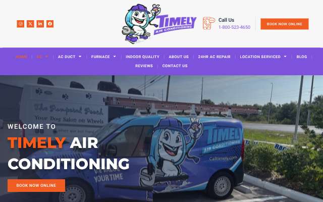 Timely Air Conditioning's page as the assistant saw it