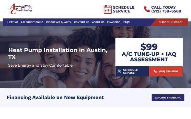 Austin Air Conditioning's page as the assistant saw it