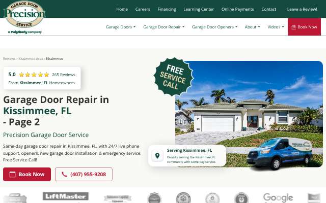 Precision Garage Door Service (Orlando metro)'s page as the assistant saw it