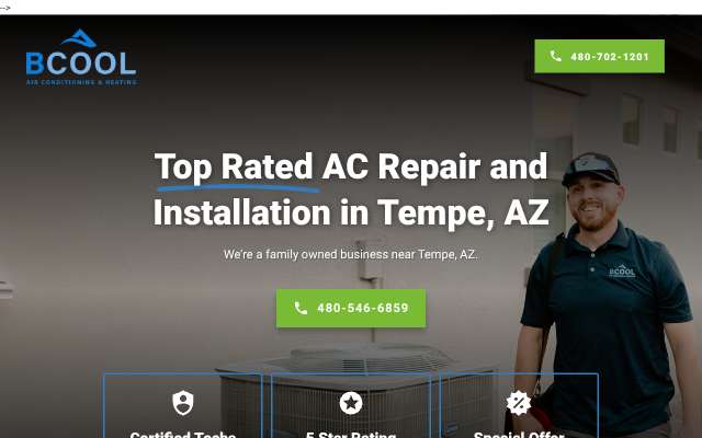 BCOOL Air and Heating's page as the assistant saw it