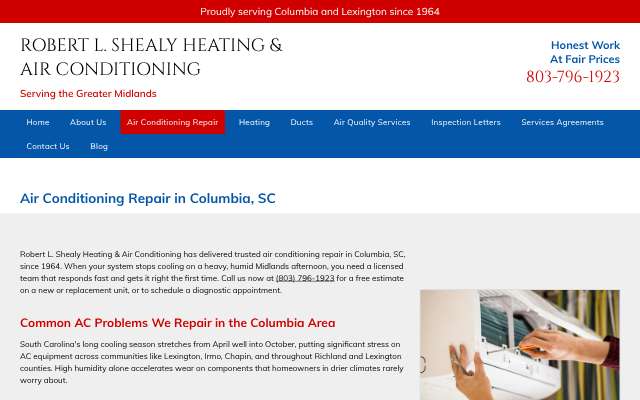 Robert L. Shealy Heating & Air Conditioning's page as the assistant saw it