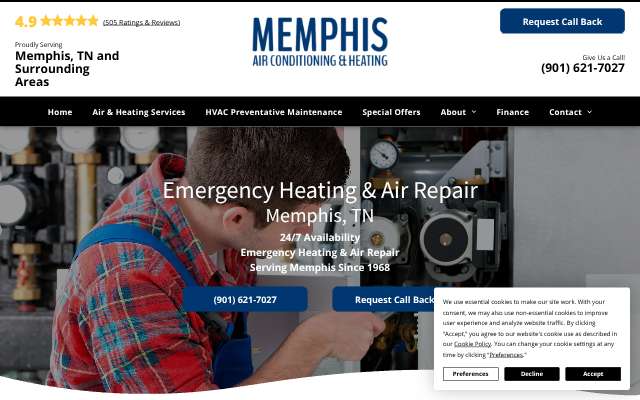 Memphis Air Conditioning & Heating Company, Inc.'s page as the assistant saw it