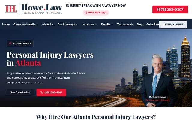 Howe Law Injury & Accident Lawyers's page as the assistant saw it