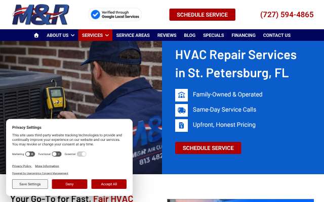 M&R Air Conditioning's page as the assistant saw it