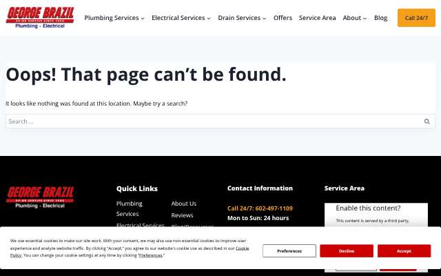 Page cited for George Brazil Plumbing & Electrical