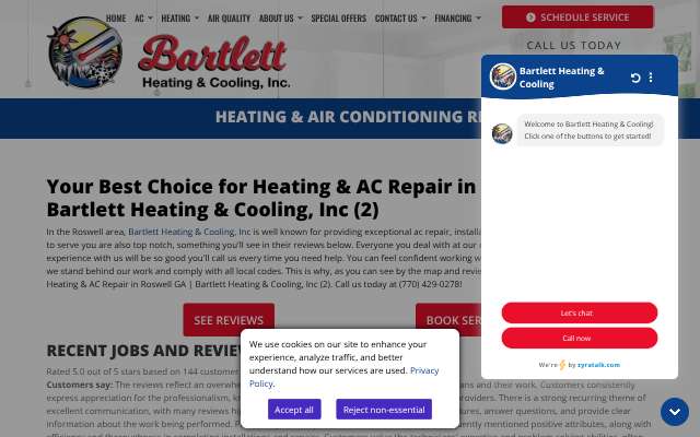 Page cited for Bartlett Heating & Cooling, Inc.