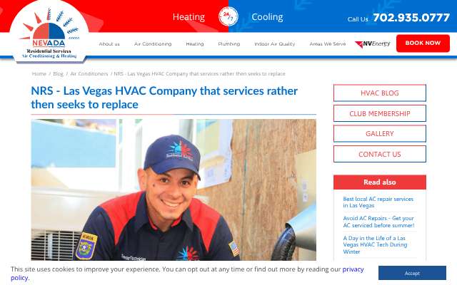 Nevada Residential Service's page as the assistant saw it
