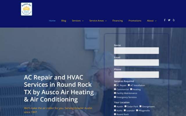 Ausco Air Heating & Air Conditioning's page as the assistant saw it
