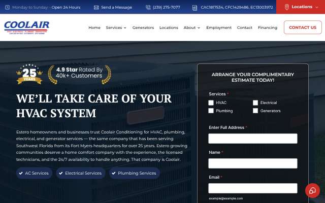Coolair Conditioning's page as the assistant saw it