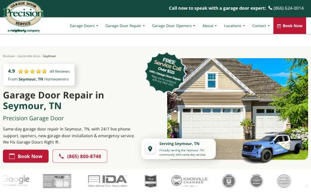 Page cited for Precision Garage Door (Knoxville/Seymour)