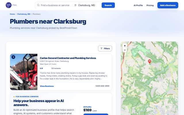 Benjamin Franklin Plumbing of Gaithersburg's page as the assistant saw it