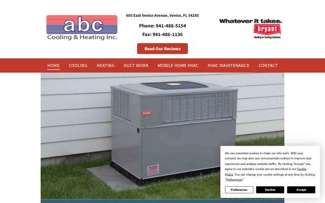ABC Cooling & Heating's page as the assistant saw it