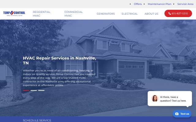 Temp Control Heating & Air Conditioning's page as the assistant saw it