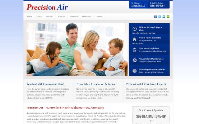 Precision Air's page as the assistant saw it