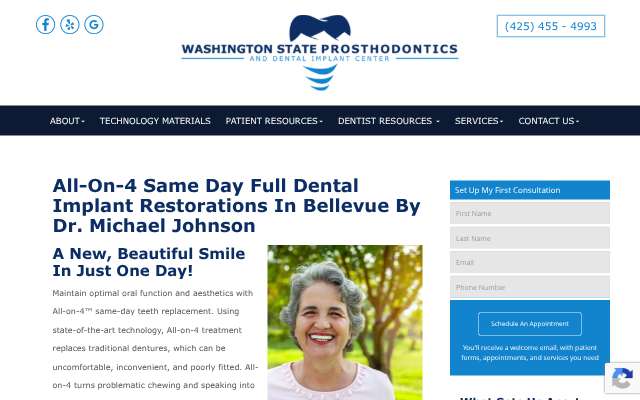 Washington State Prosthodontics's page as the assistant saw it