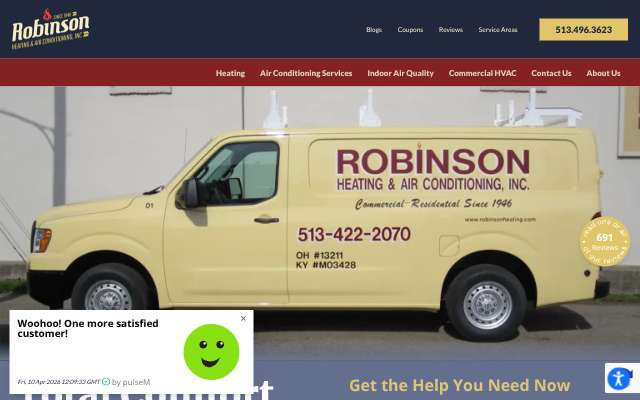 Robinson Heating & Air Conditioning's page as the assistant saw it