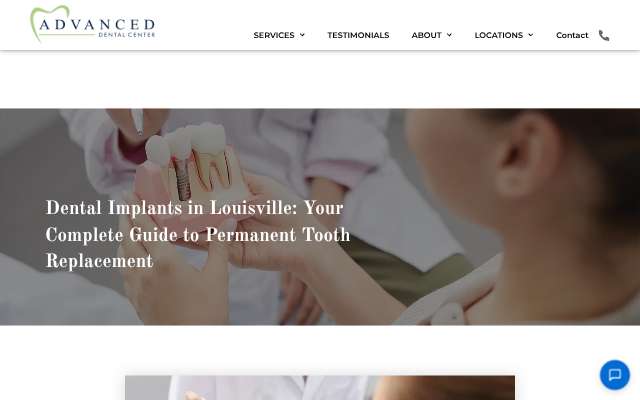 Advanced Dental Center's page as the assistant saw it