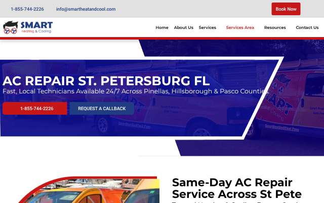 Smart Heating & Cooling's page as the assistant saw it