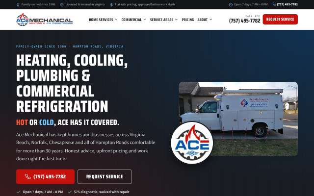 Ace Mechanical Heating & Air Conditioning's page as the assistant saw it