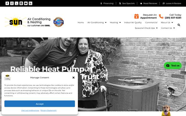Sun Air Conditioning & Heating's page as the assistant saw it