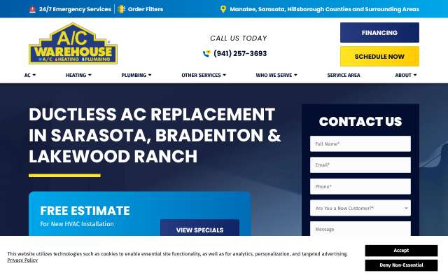 A/C Warehouse's page as the assistant saw it