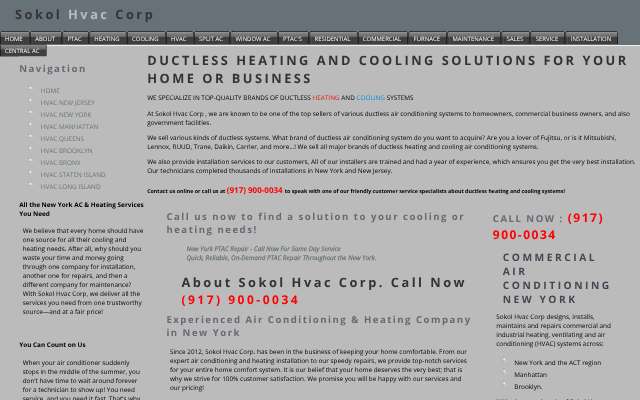 Sokol Hvac Corp's page as the assistant saw it