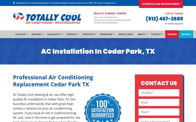 Totally Cool Heating & Air's page as the assistant saw it