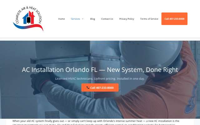 Air and Heat Solutions's page as the assistant saw it