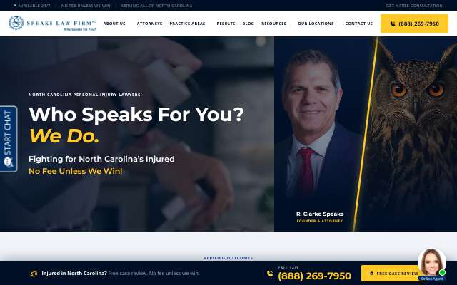 Speaks Law Firm's page as the assistant saw it