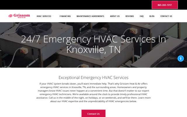 Grissom Heat & Air's page as the assistant saw it