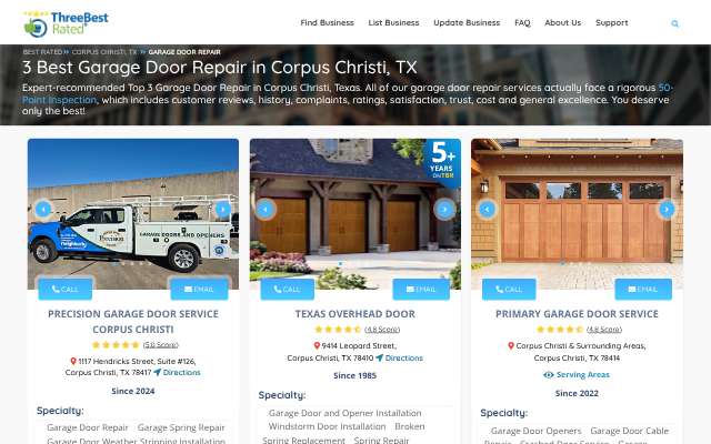 Texas Overhead Door's page as the assistant saw it