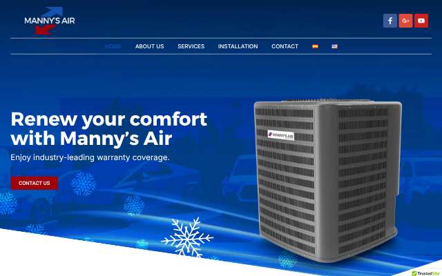Manny's Air's page as the assistant saw it