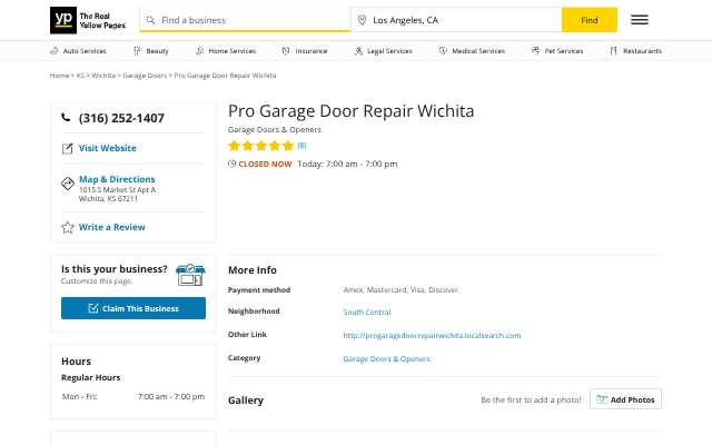 Page cited for Pro Garage Door Repair Wichita