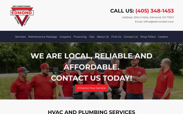 Edmond Air Conditioning, Heating & Plumbing's page as the assistant saw it
