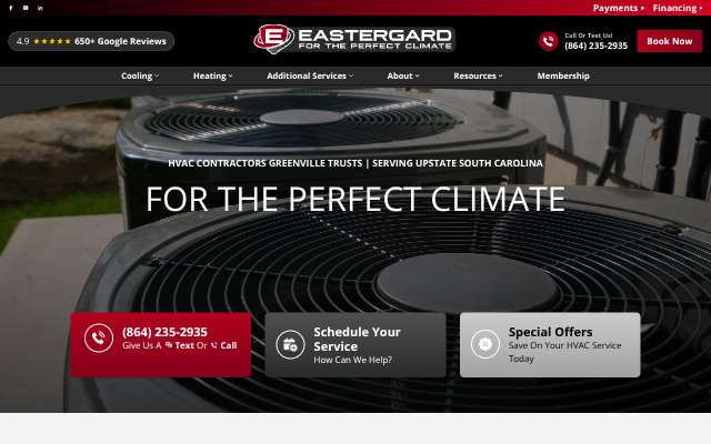 Eastergard HVAC's page as the assistant saw it