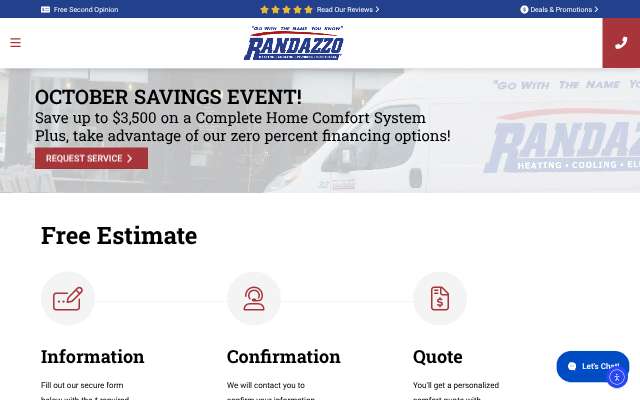 Randazzo Heating & Cooling's page as the assistant saw it