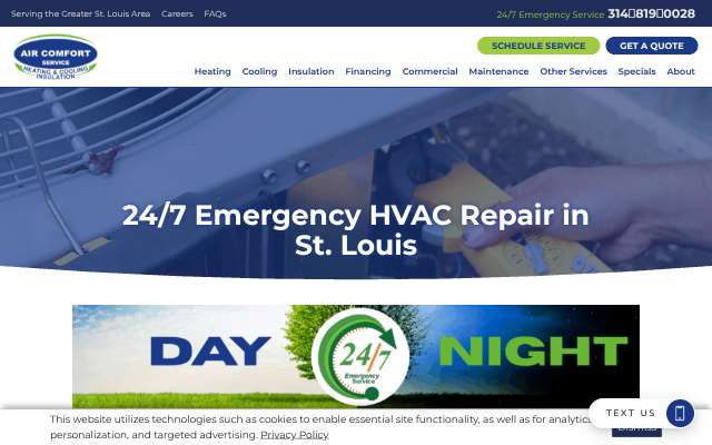 Air Comfort Service's page as the assistant saw it