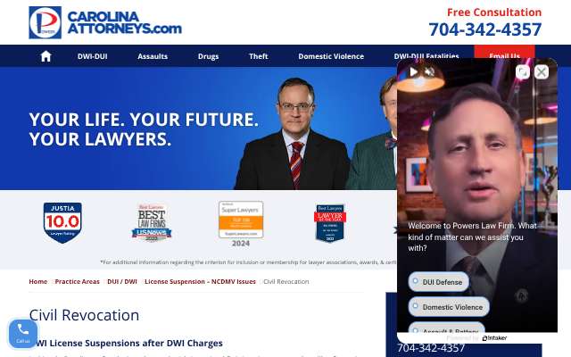 Powers Law Firm (Bill Powers)'s page as the assistant saw it