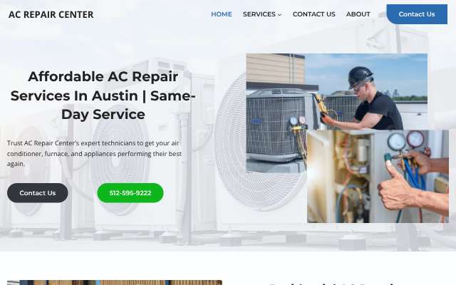 AC Repair Center's page as the assistant saw it
